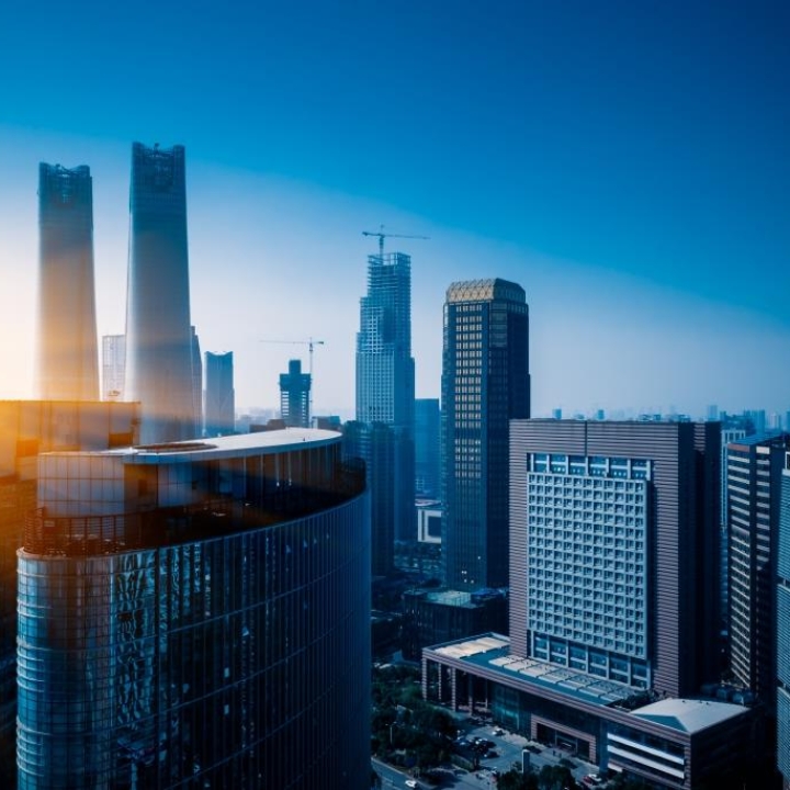 modern business buildings in financial district in city of China.